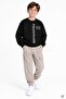 Beige Boys' Text Printed Cargo Pocket Tracksuit Set 24851