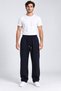 Men's Loose Fit Straight Leg Pockets Inside Padded Baggy Navy Blue Sweatpants - 3