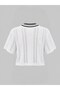 Retro V-Neck Short Sleeve Knitwear Top Women White - Black - 7