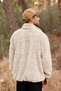 Men's Ecru Lamb Welsoft Fleece Jacket with Stand Collar and Zipper, Oversize - 5