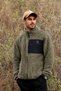 Men's Khaki Lamb Welsoft Fleece Jacket with Stand Collar and Zipper, Oversize - 4