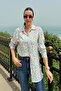 Flower Pattern Pink Blue Viscose Shirt