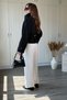 Black Trench Coat with Stand Collar, Buttons and Waist Tie - 7