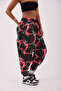 Women's Red Lightning Patterned Basic Jogger Pants - 4