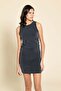 Cupra Fabric Side Gathered Zero Sleeve Anthracite Dress