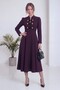 Women's Long Sleeve Flared Evening Dress High Neck Gold Button Detail Woven Purple, Brown, Black
