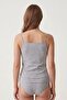Gray Ribbed String Strap Tank Top - 3