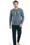 6153 Men's Long Sleeve Crew Neck Pajama Set - Gray