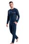 6152 Men's Long Sleeve Crew Neck Pajama Set - Navy Blue