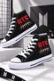 Bts Arirang Printed Black High Top Unisex Linen Sports Shoes Sneaker