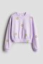 Girl's Lilac Smiley Printed Oversize Sweatshirt - 3