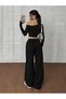 Women's Boat Neck Crop Top and Wide Leg Sweatpants 2-Piece Set - 3