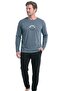 6155 Men's Long Sleeve Crew Neck Pajama Set - Gray