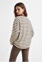 2236 Striped Crew Neck Long Sleeve Oversize Sweatshirt Brown - 6
