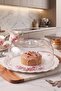 Square Ceramic Cake Pan with Mica Lid and Rose Pattern - 2