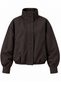 High Collar Brown Bengaline Fabric Zippered Bomber Jacket - 2