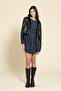 Navy Blue Mini Dress with Polka Dot Belt - 5