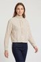 Ecru Polka Dot High Collar Lace Detailed Women's Lined Gabardine Jacket - 2