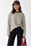 2236 Striped Crew Neck Long Sleeve Oversize Sweatshirt Black - 4