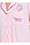 Pink Printed Ruffle Detail Shirt And Wide Leg Pants Pyjama Set - 4