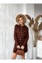 Women's Burgundy Button Detail Cardigan Mini Skirt Knit Set