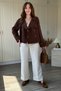 Short Brown Trench Coat with Buttons and Belt