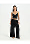 Black Contrast Ribbed Strap Blouse - 7