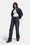 Women's Denim Color 2W6-8 Straight Turn up Leg Leopard Detailed Design Denim Jeans - 8