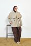 Women's Mobile Cape Detailed Short Trench Coat Beige - 4