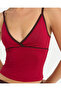 Cherry Contrast Piping Strap Blouse - 3
