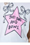 Girls White Star And Bow Print T-Shirt And Cuffed Hem Pants Pyjama Set - 3