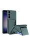 Galaxy S24 Faux Leather Back Surface Omsy Card Holder Silicone Case - 2