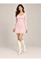 Long Sleeved Flock Printed Polka Dot Tulle Dress with Lining That Doesn'T Show through - 5