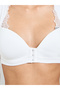 Solid Lace Patchwork Padded Non Wired Bulk Front Regular Bra - 3