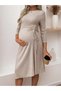 Rochie midi, bej - L - 2