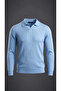 Men's Polo Neck Slim Fit Ribbed Knit Long Sleeve T-Shirt - 2