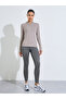 Beige Solid Activewear Quarter-Zip Top With Thumbholes - 2