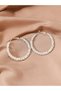 Silver Textured Hoop Earrings - 5