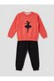Girl's Winter Sweatshirt and Ribbed Trousers 2-Piece Children's Set 12951 - 2