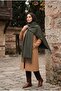 Sim Detailed Shoulder Shawl Khaki - 2