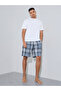 White Solid Round Neck T-Shirt And Checked Shorts Pyjama Set