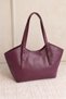 Women's Soft Leather Volume Hand and Shoulder Bag with Buckle, Plum Color - 2