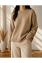 Thin Knitted Crew Neck Beige Knitwear Sweater - 3
