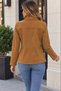 Modern Collar Touch Women's Long Sleeve Jacket Lapel Open Front Short Stylish Suede Jacket - 3