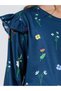 Girls Navy Blue All Over Floral Print T-Shirt And Straight Leg Pants Pyjama Set - 3