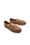 Genuine Suede Leather Laceless Women's Camel Color Penny Loafer Shoes - 3