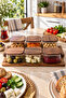 6-Piece 400 ml Glass Breakfast Set – Square Presentation Set with Acacia Lid and Acacia Wooden Tray