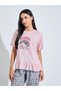 Graphic Print Ruffle Detail T-Shirt And All Over Print Straight Leg Pants Pyjama Set - 2