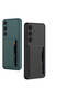 Galaxy S24 Faux Leather Back Surface Brsa Silicone Case with Card Holder - 2