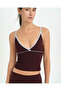 Chestnut Contrast Ribbed Strap Blouse - 4